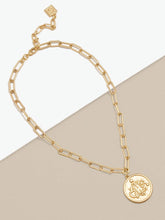 Load image into Gallery viewer, Engraved Coin Charm Collar Necklace: MG
