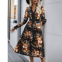 Load image into Gallery viewer, Women&#39;s Fashion Printed  Dress: Black / 100% polyester
