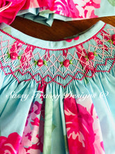 Load image into Gallery viewer, Blue and Pink Floral Collection smock
