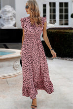 Load image into Gallery viewer, Ava Black and Pink Ladies Lep Flutter Sleeve Dress
