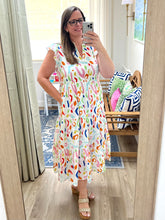 Load image into Gallery viewer, Abstract Print Tiered Maxi Dress
