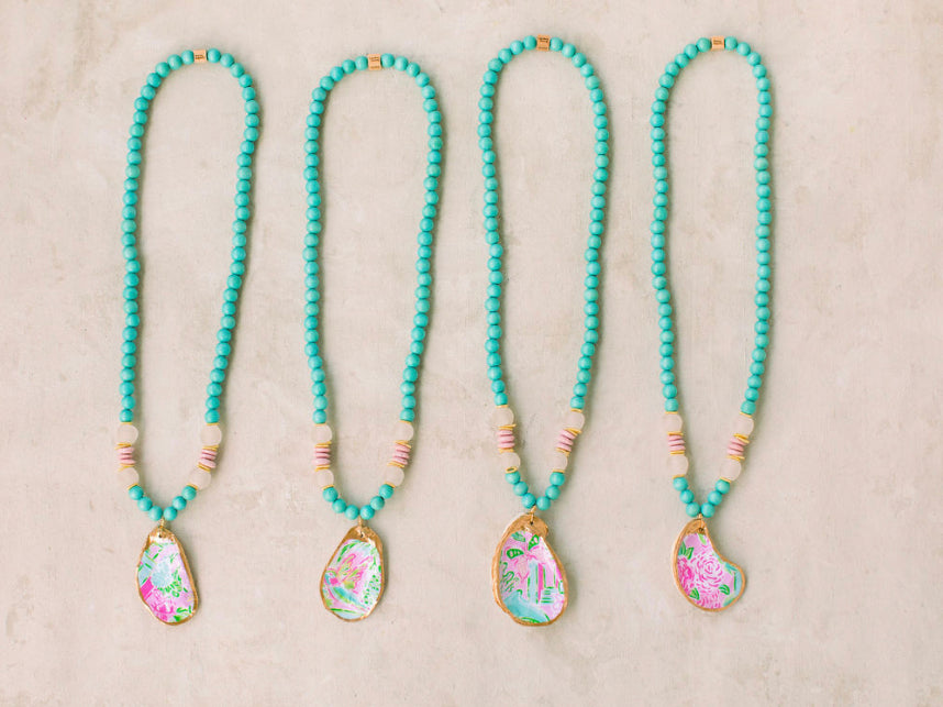 The collins necklace teal by Carolina strung