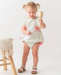 Rainbow Seersucker Classic Ruffle Romper