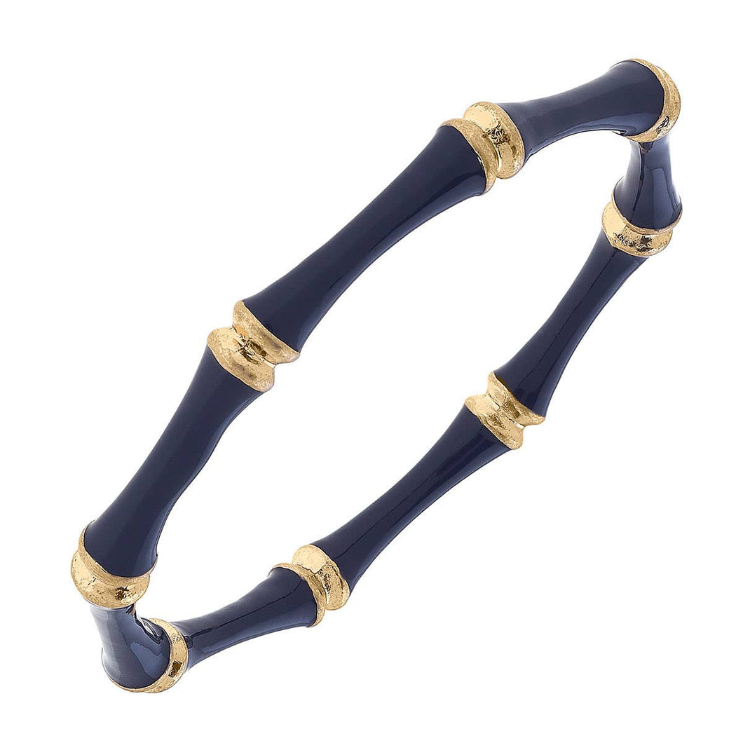 Celeste Enamel Bamboo Bangle: Navy