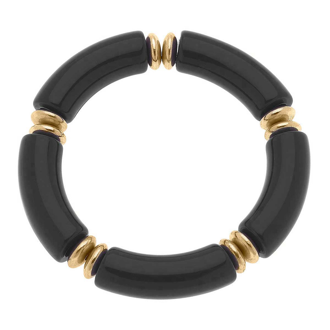 Lelani Resin Disc Stretch Bracelet in Black
