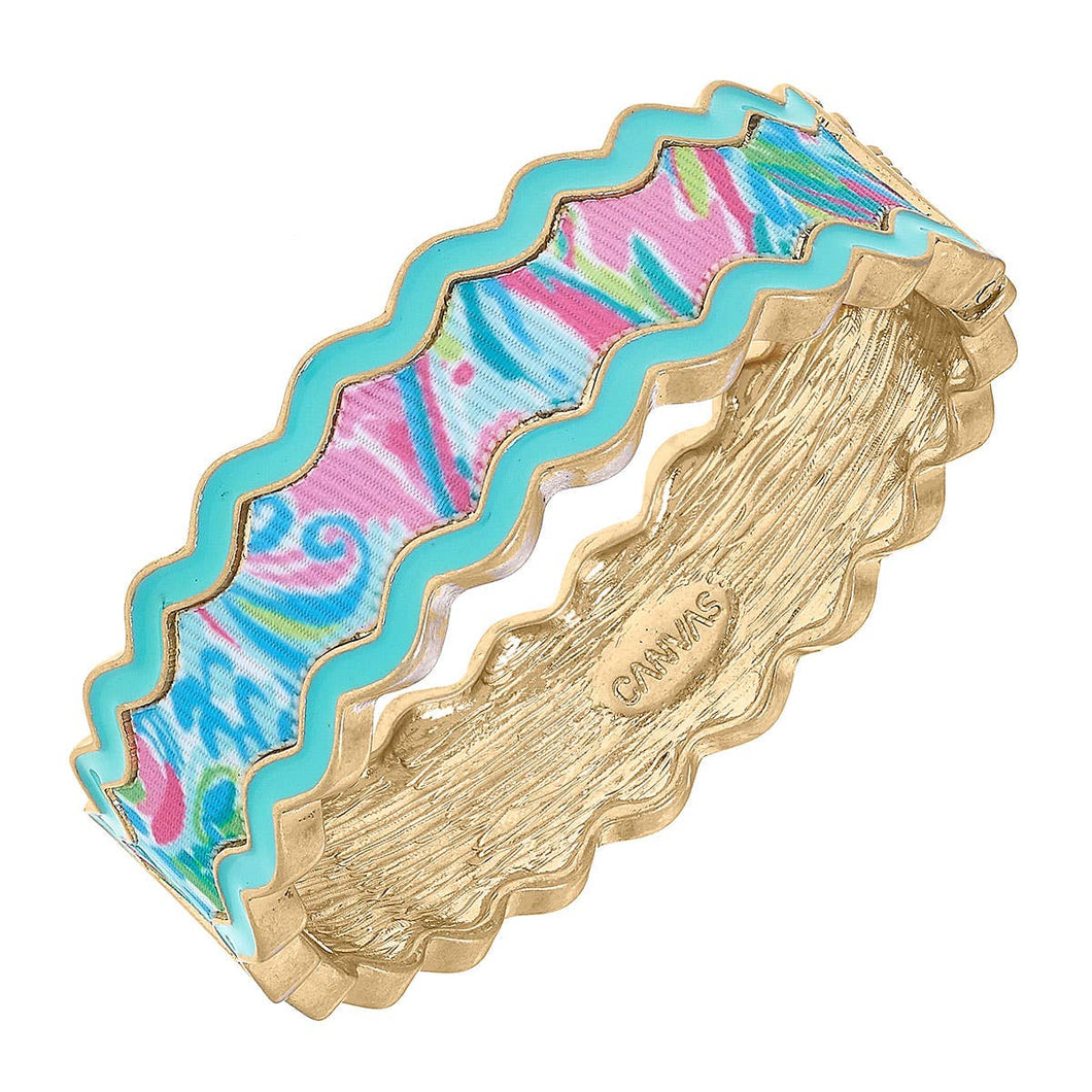 Annalise Tropical Statement Hinge Bangle: Blue