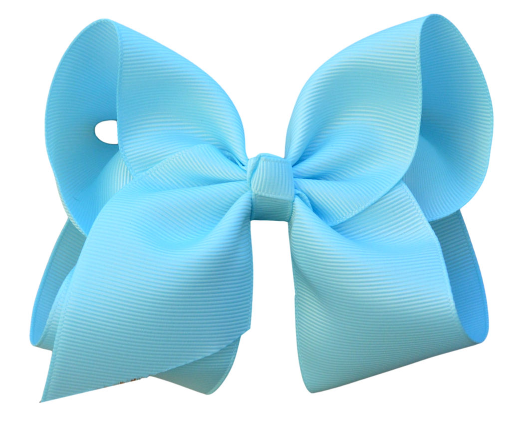 5 inch ( 2 inch Ribbon Width) Solid Grosgrain Bow: 5 Inch / Light Blue-lighter than picture/think baby blue