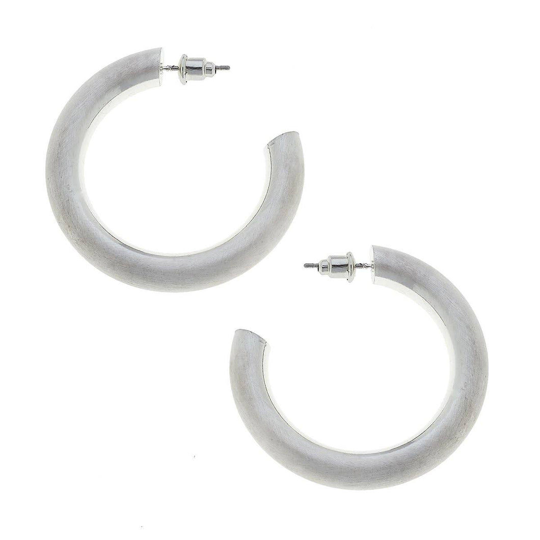 Arabella Hoop Earrings in Satin Silver