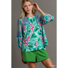 Load image into Gallery viewer, Boxy Cut Round Neck Top : TEAL MIX
