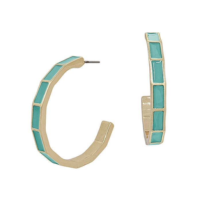 Teal & Gold Bamboo Hoops
