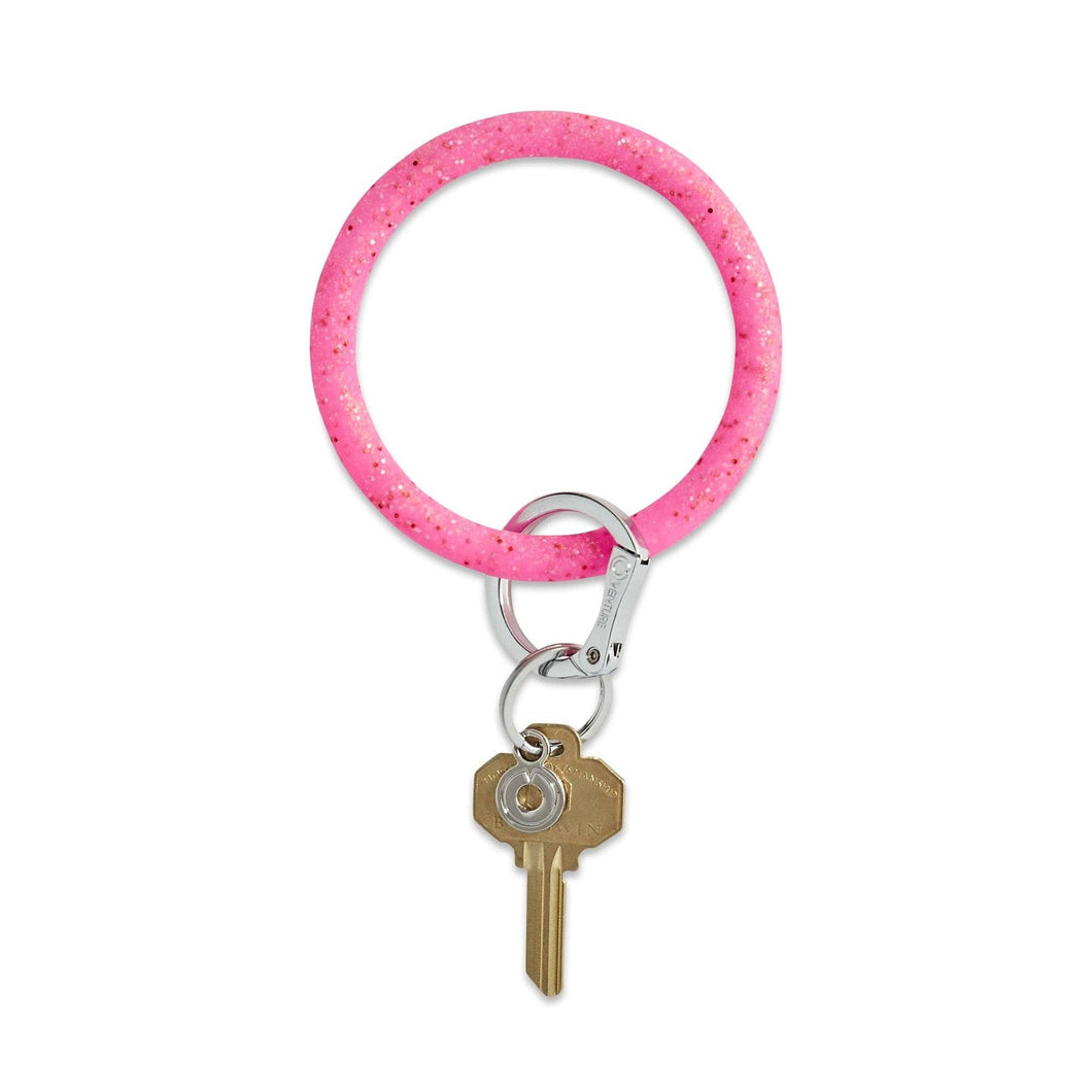 Silicone Big O® Key Ring - Tickled Pink Confetti