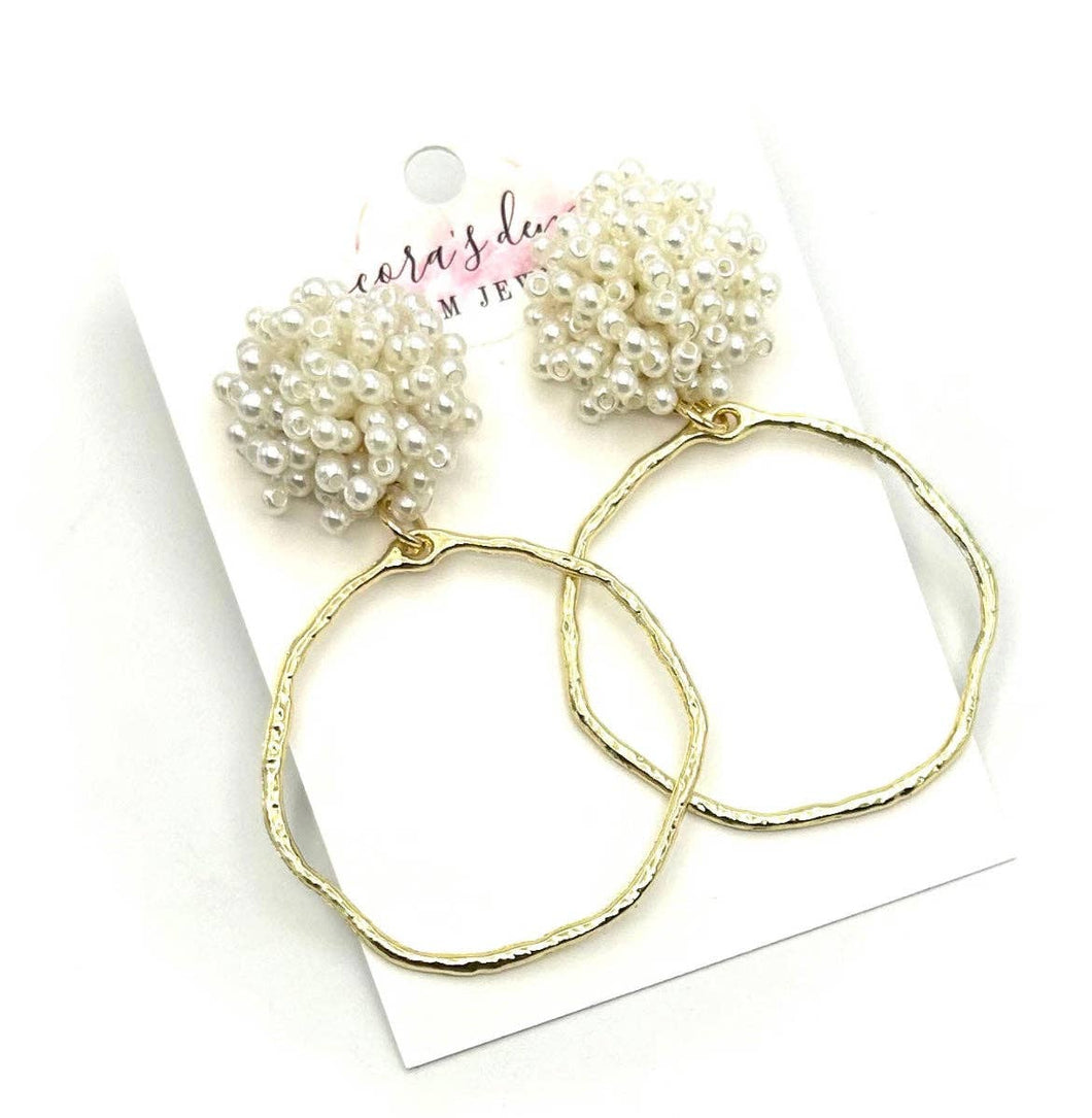 Pearl on Circle Frame Earrings