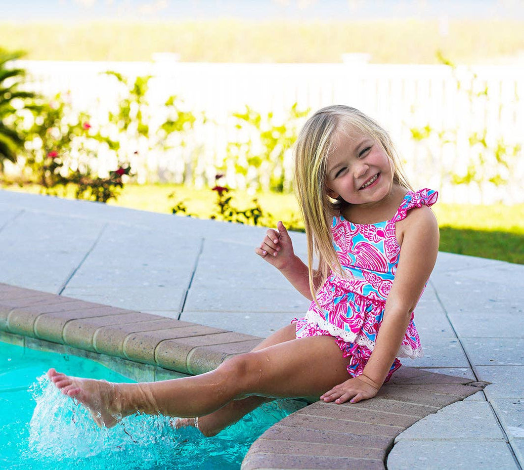 Swim Seashells by the Sea Shore - Samantha Ruffle Tankini Swim pre order arrives 4/17