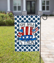 Load image into Gallery viewer, Oh My Stars July 4th Garden Flag - Patriotic Oh My Stars: 12&quot; x 18&quot; - Double-Sided
