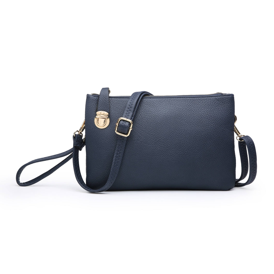 M1613A Sarah Crossbody/Clutch w/ Top Zip & Lock Closure Navy