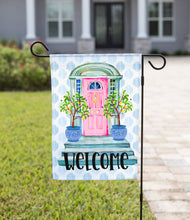 Load image into Gallery viewer, Pink Door Lemon Tree Spring Garden Flag - Welcome Door: 12&quot; x 18&quot; - Double-Sided

