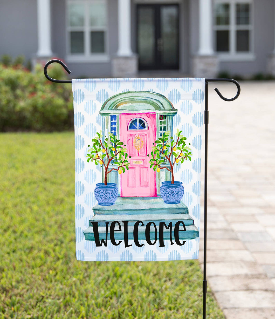 Pink Door Lemon Tree Spring Garden Flag - Welcome Door: 12