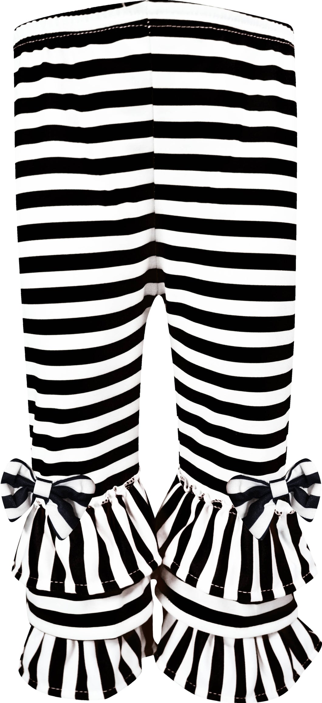 Baby Girls Boutique Knit Triple Ruffle Pants - Black/White