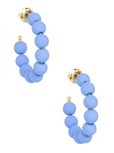 Load image into Gallery viewer, Small Matte Beaded Resin C-Shape Hoop Earring: Light Blue
