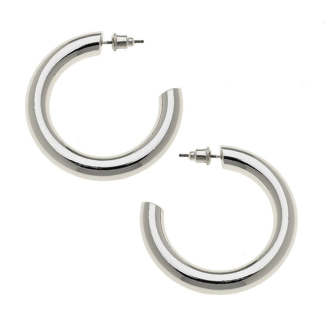MEDIUM CHUNKY SHINY OPEN HOOP EARRING