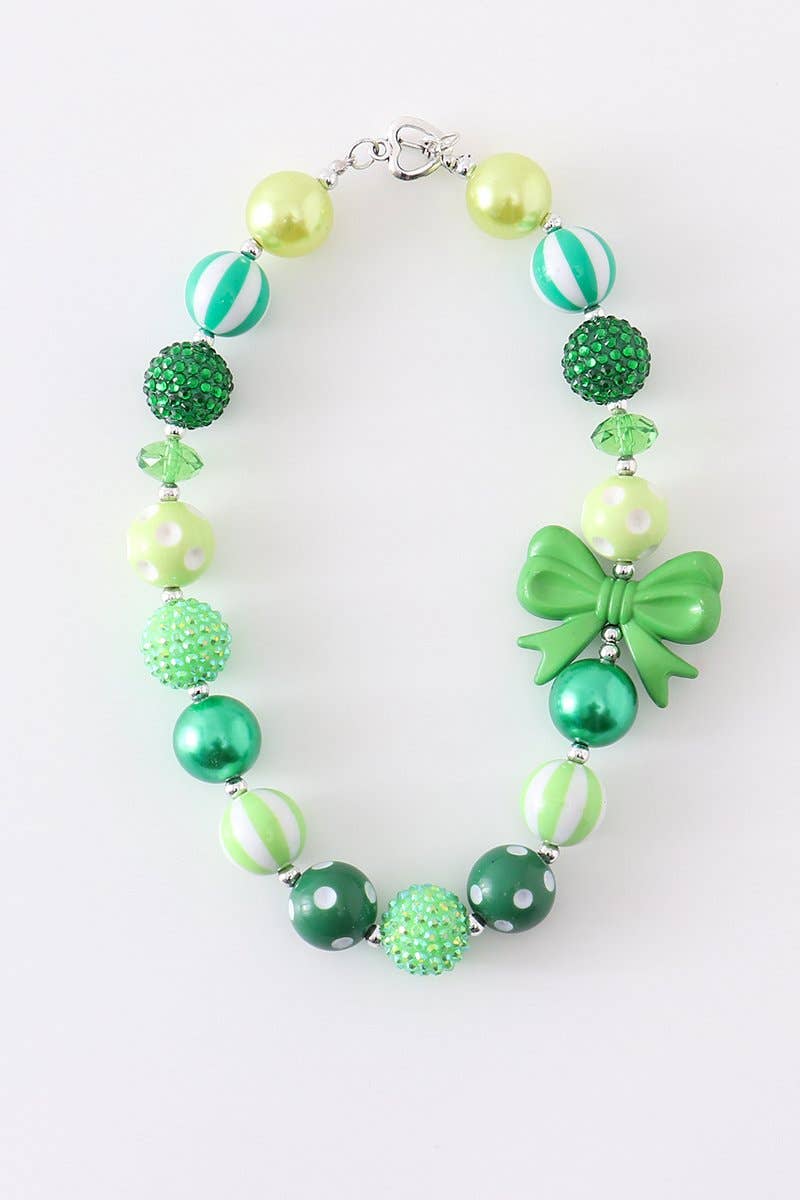 St Patrick bow bubble chunky necklace padent