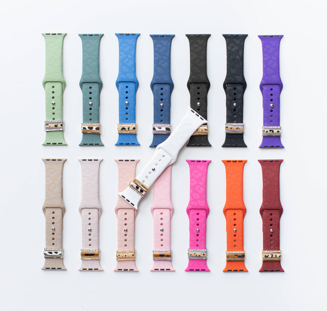 Leopard Laser Cut Apple Watch Band w/leopard charms