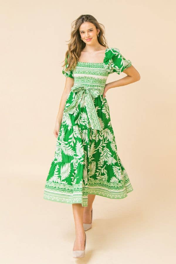 PALM printed woven midi dress - ID18654