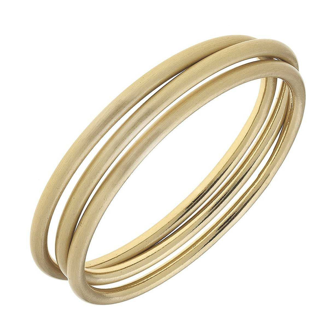 Isla Bangles in Satin Gold - Set of 3
