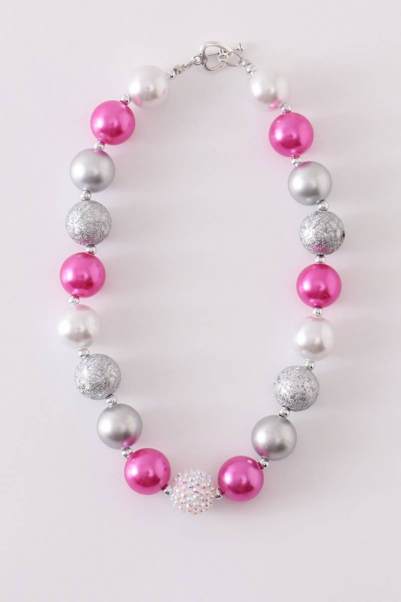 Pink white bubblegum chunky necklace
