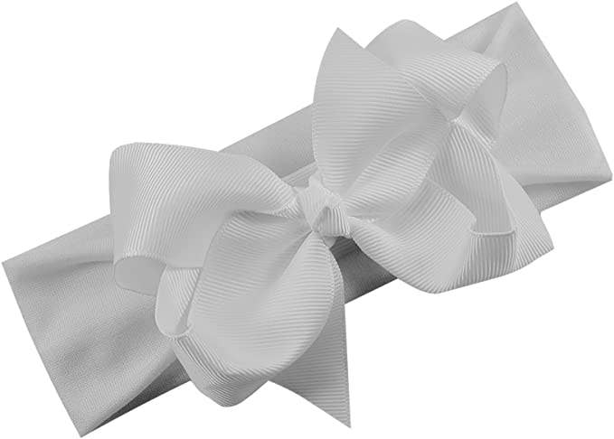 Grosgrain Bow Baby Headband: White