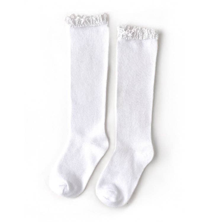 White Lace Top Knee Highs: 6-18M