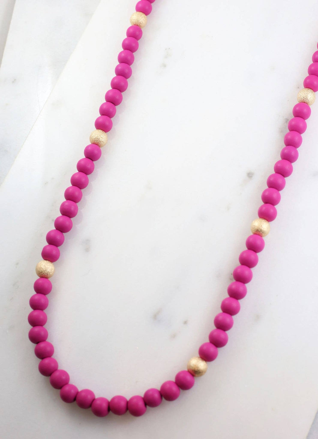 Myleen Beaded Long Necklace FUCHSIA