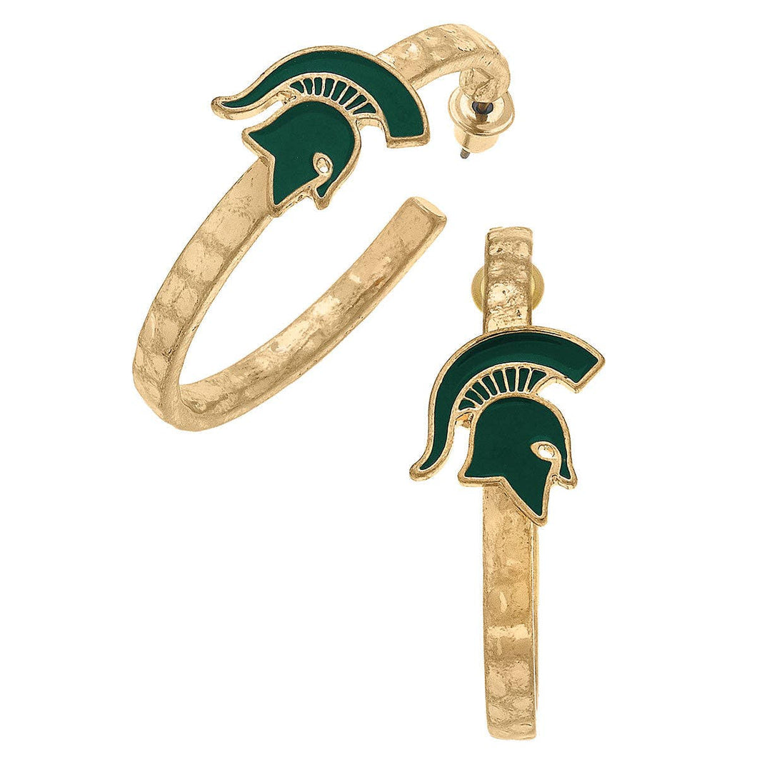 Mascot Spartans Enamel Logo Hoop Earrings in Spartan