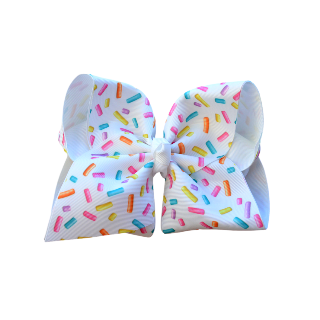 Sprinkles Layered Printed Bow: 5 inch / Alligator Clip