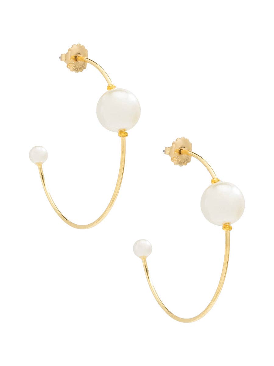 Double Pearl Hoop Earring: GD/PRL