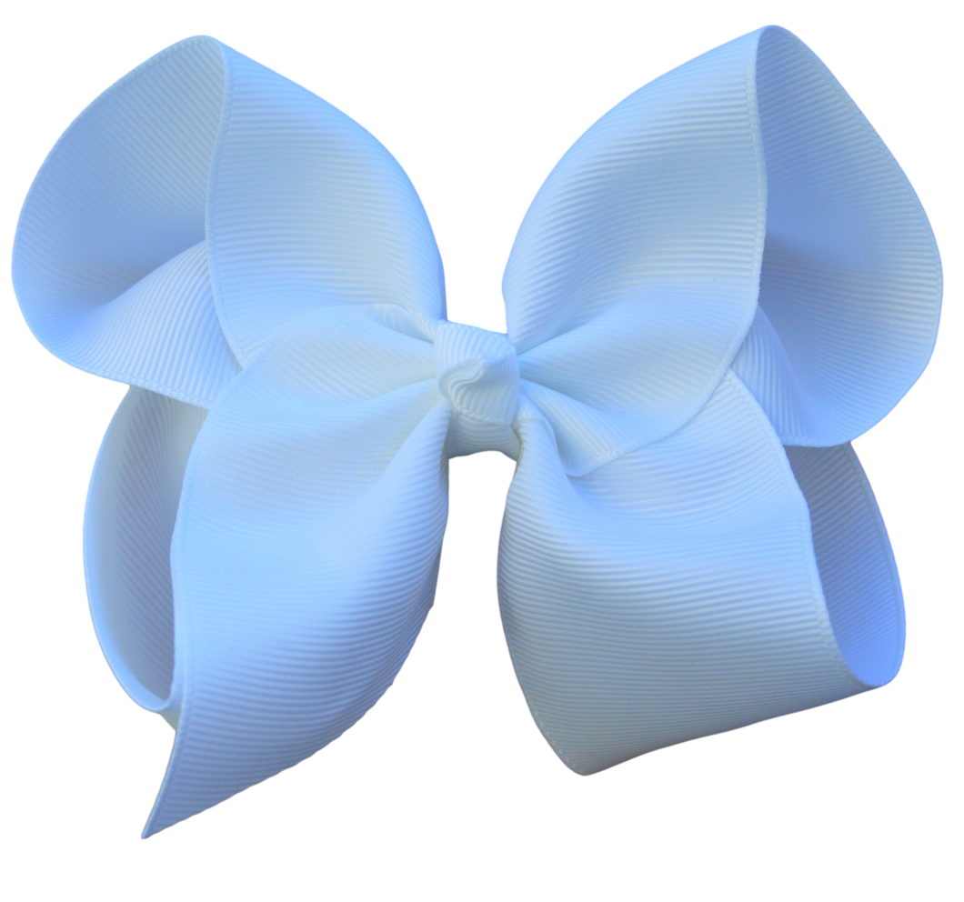 4 inch Solid Grosgrain Bow: White / 4 Inch