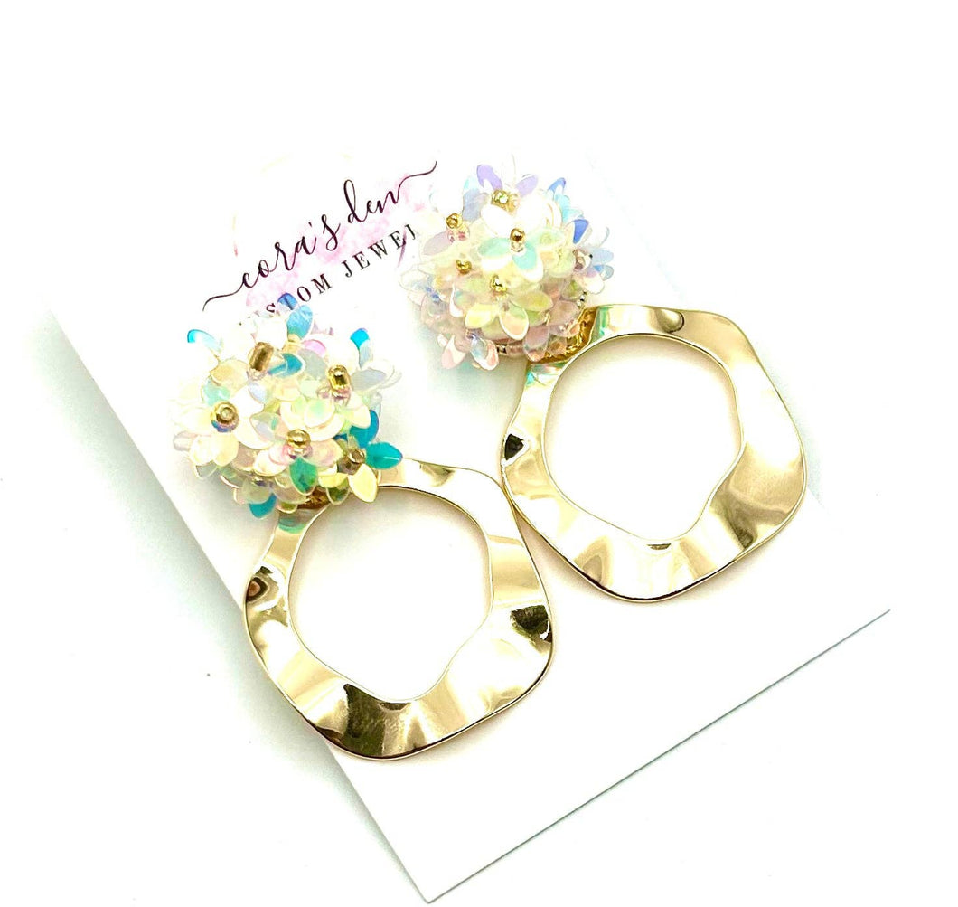 Iridescent Flower Top Earrings
