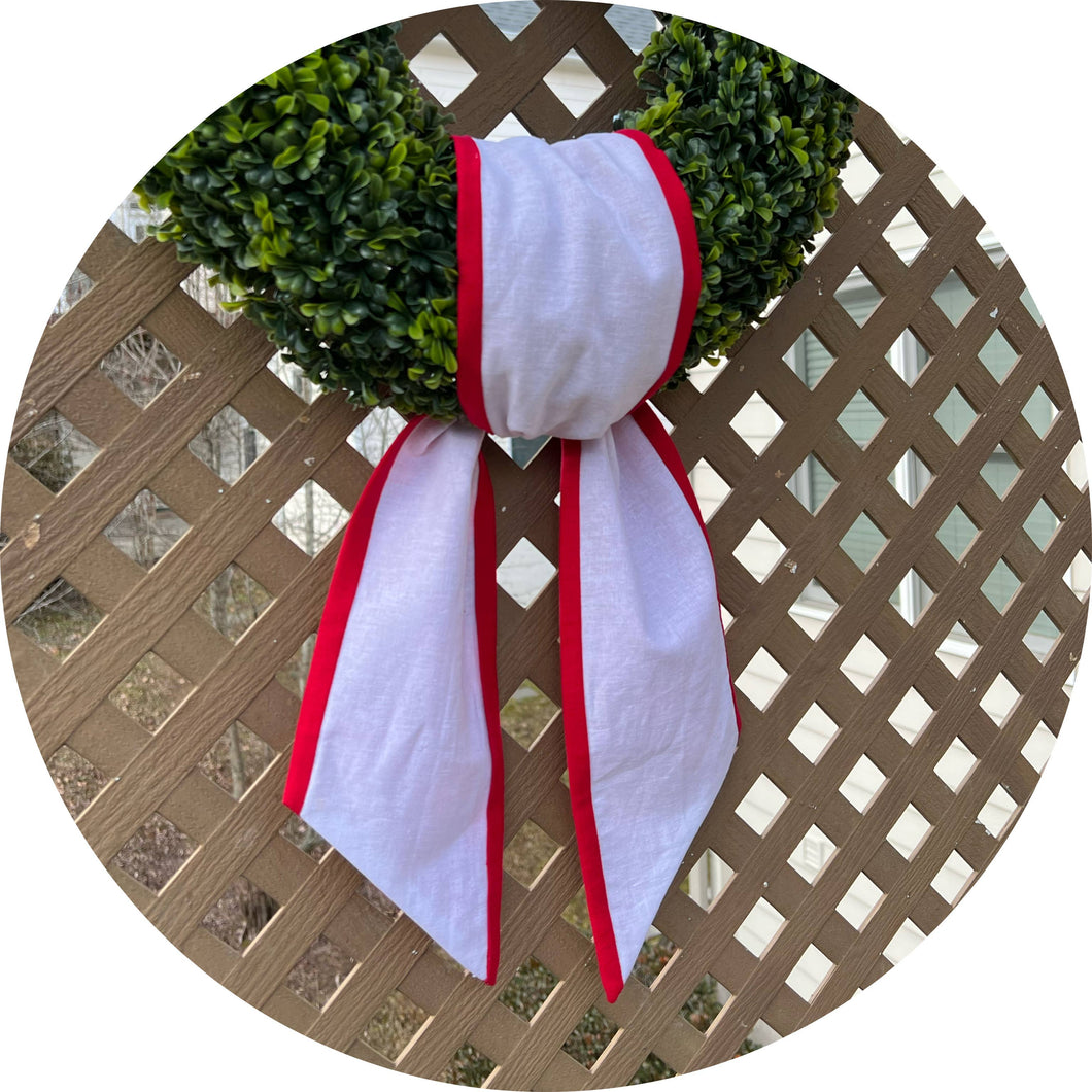 Two Color Linen Sash- Pink, Red, White