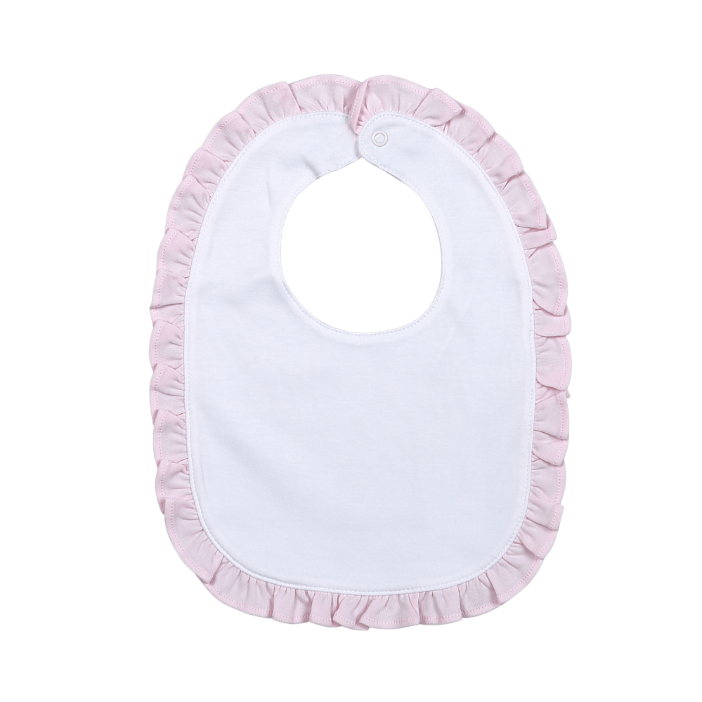 PRW-018 PINK RUFFLE WHITE PIMA BIB