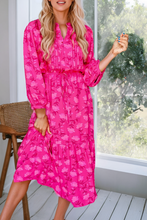 Load image into Gallery viewer, Floral Print Pleated Drawstring High Waist Midi Dress
