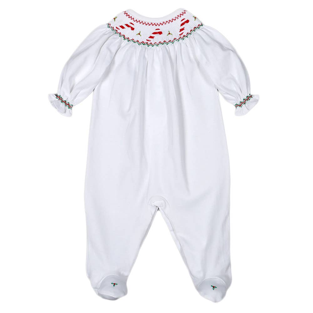 MERRY CHRISTMAS HAND SMOCKED PIMA BISHOP FOOTIE