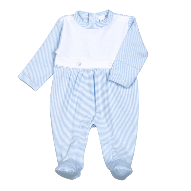BBI-914 BLUE STRIPES PIMA BIB FOOTIE
