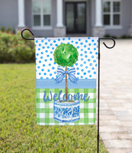 Load image into Gallery viewer, Garden Flag - Welcome Topiary: 12&quot; x 18&quot; - Double-Sided
