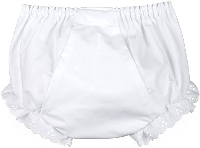 Double Seat Panty - Diaper Cover: 0-3 mos / White Eyelet Trim