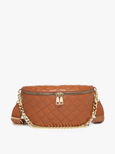 Load image into Gallery viewer, M2402 Sylvie Quilted Belt Bag w/ Chain Strap: Brown
