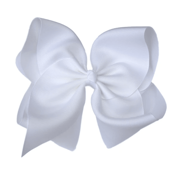 6 inch Solid Grosgrain Bow/Alligator Clip: White / 6 Inch