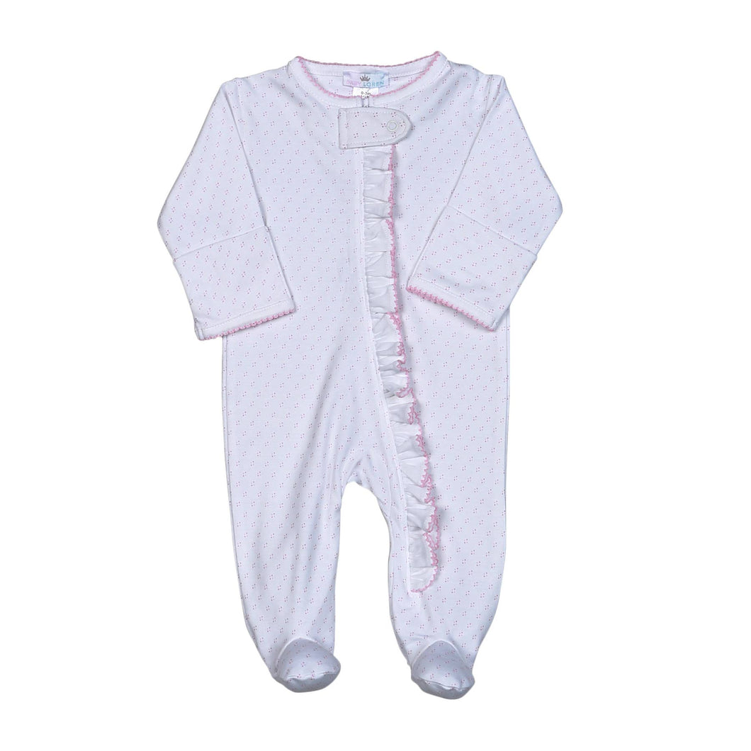 PDZ-314 Pink Tiny Dots Pima Zipper Footie