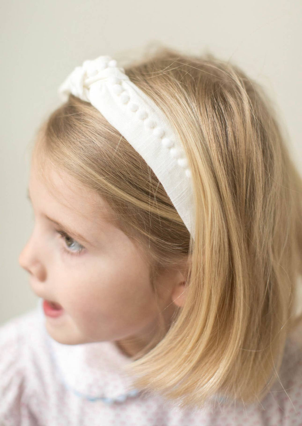 Preppy Pom Knot Headband - White pre order