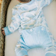 Load image into Gallery viewer, Whales Buttflap Pajamas: 3M
