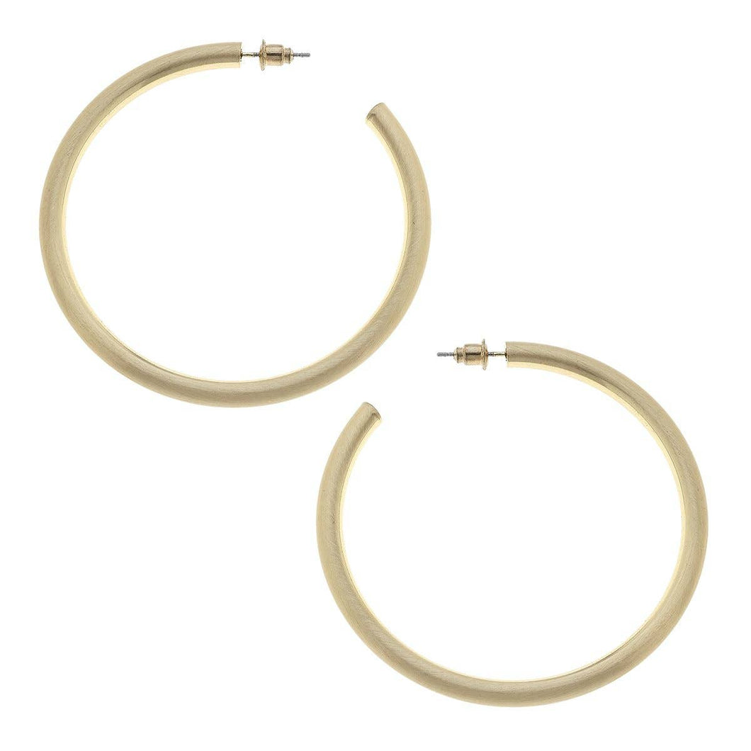 Ivy Hoop Earrings in Satin Gold